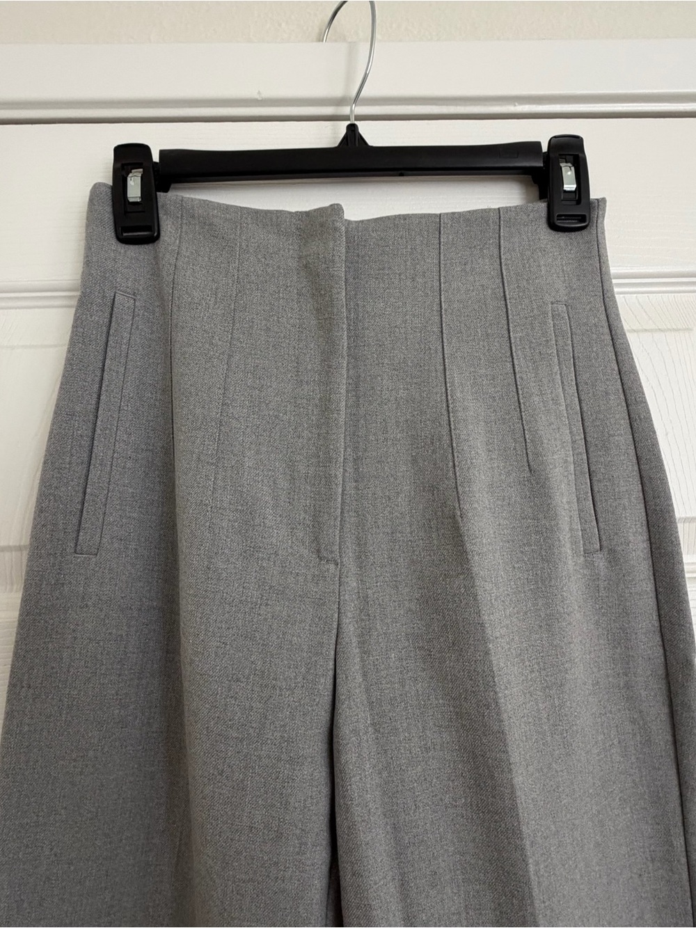 ZARA High Waisted Gray Tailored Straight Leg Trousers Size Small - Picture 3 of 5